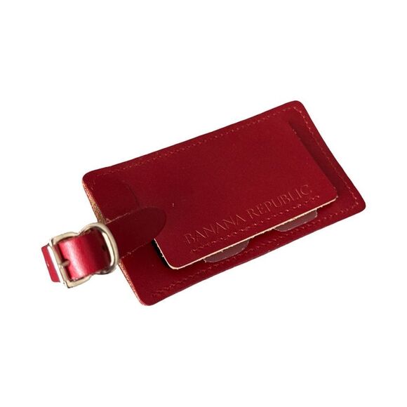 Banana Republic Red and Tan Leather Luggage Tag - Picture 3 of 4